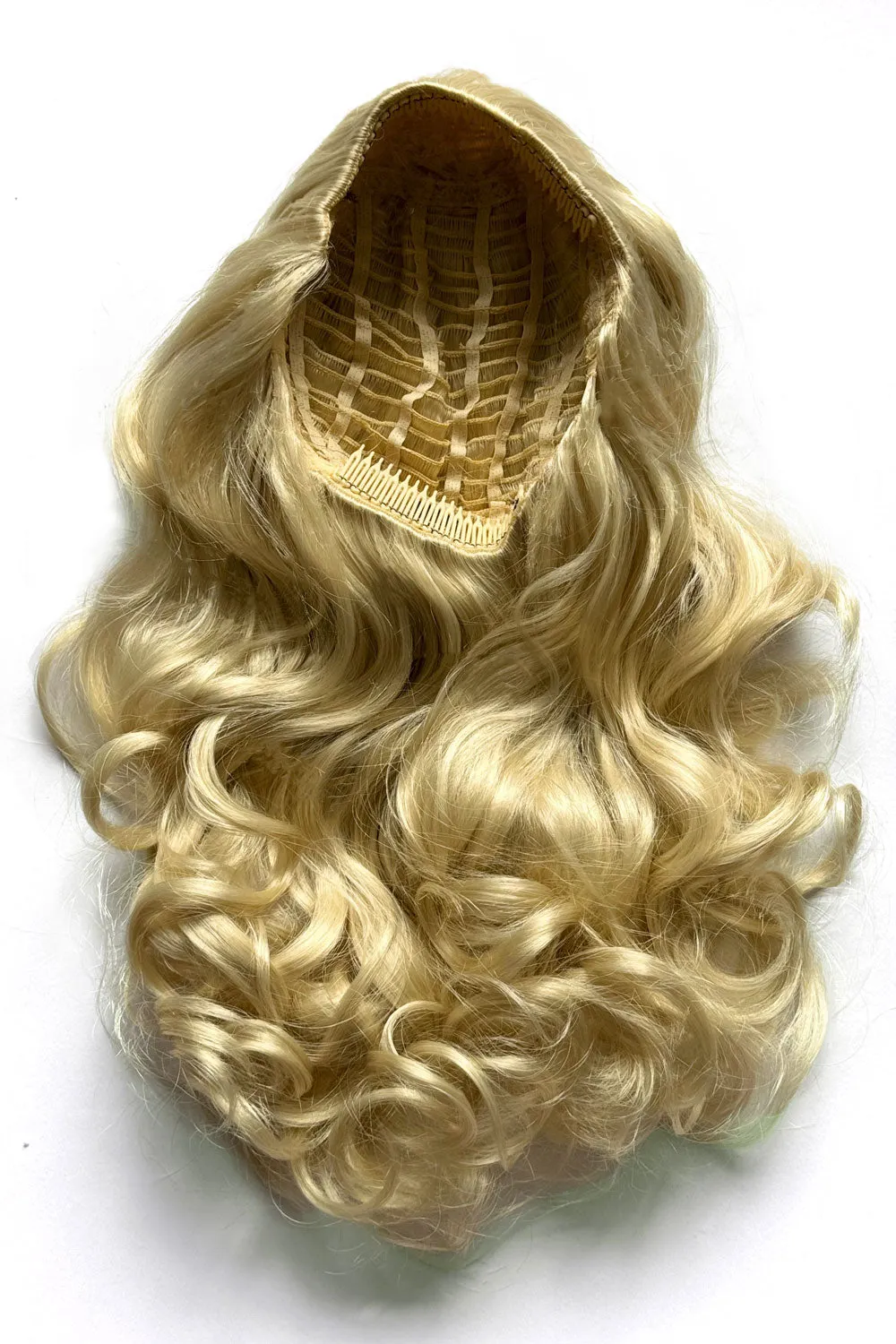 Curly blonde half wig hairpiece extension (3/4 wig), long: Meana