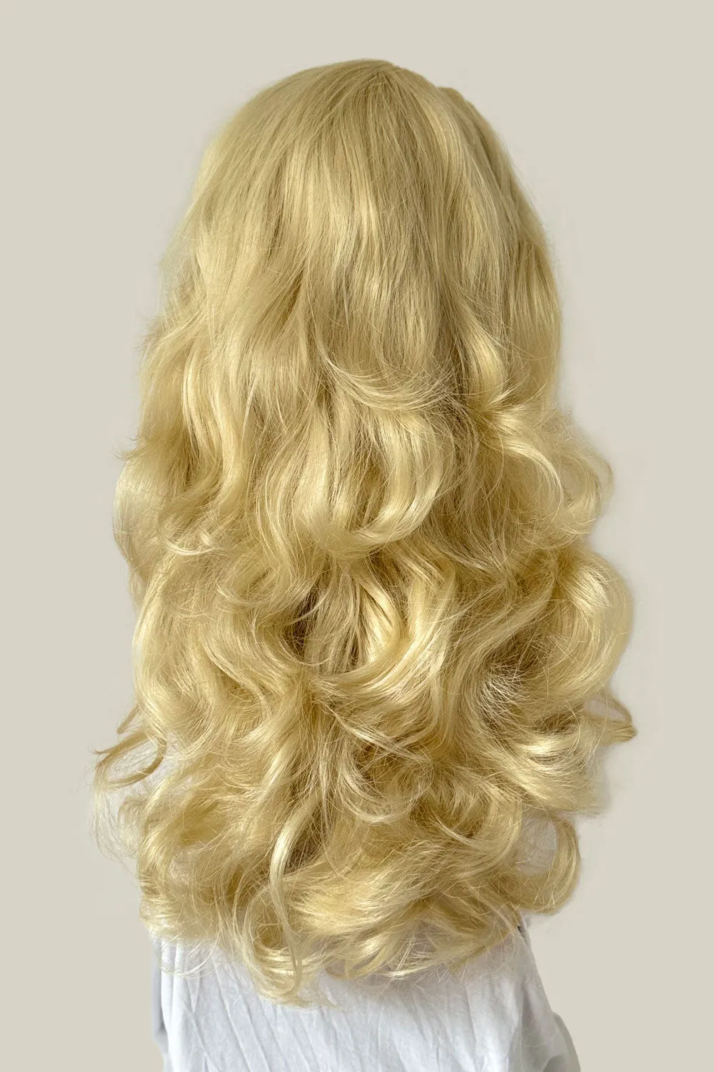 Curly blonde half wig hairpiece extension (3/4 wig), long: Meana