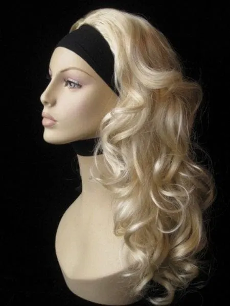 Curly blonde half wig hairpiece extension (3/4 wig), long: Meana