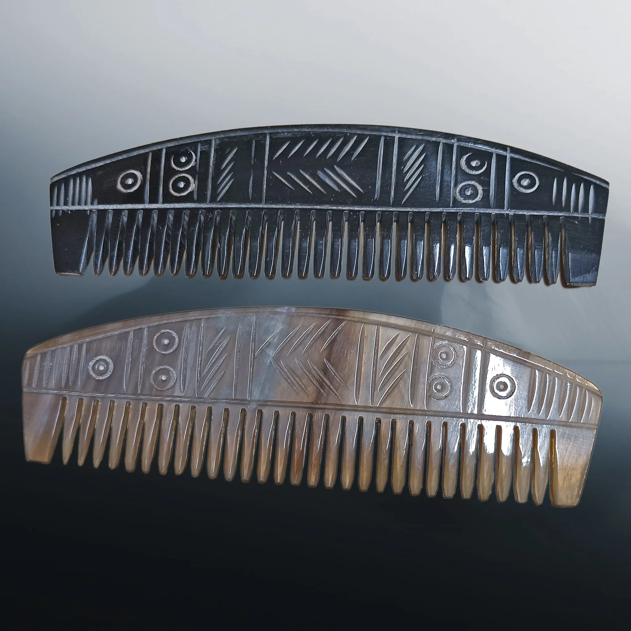 Decorated Horn Viking Comb