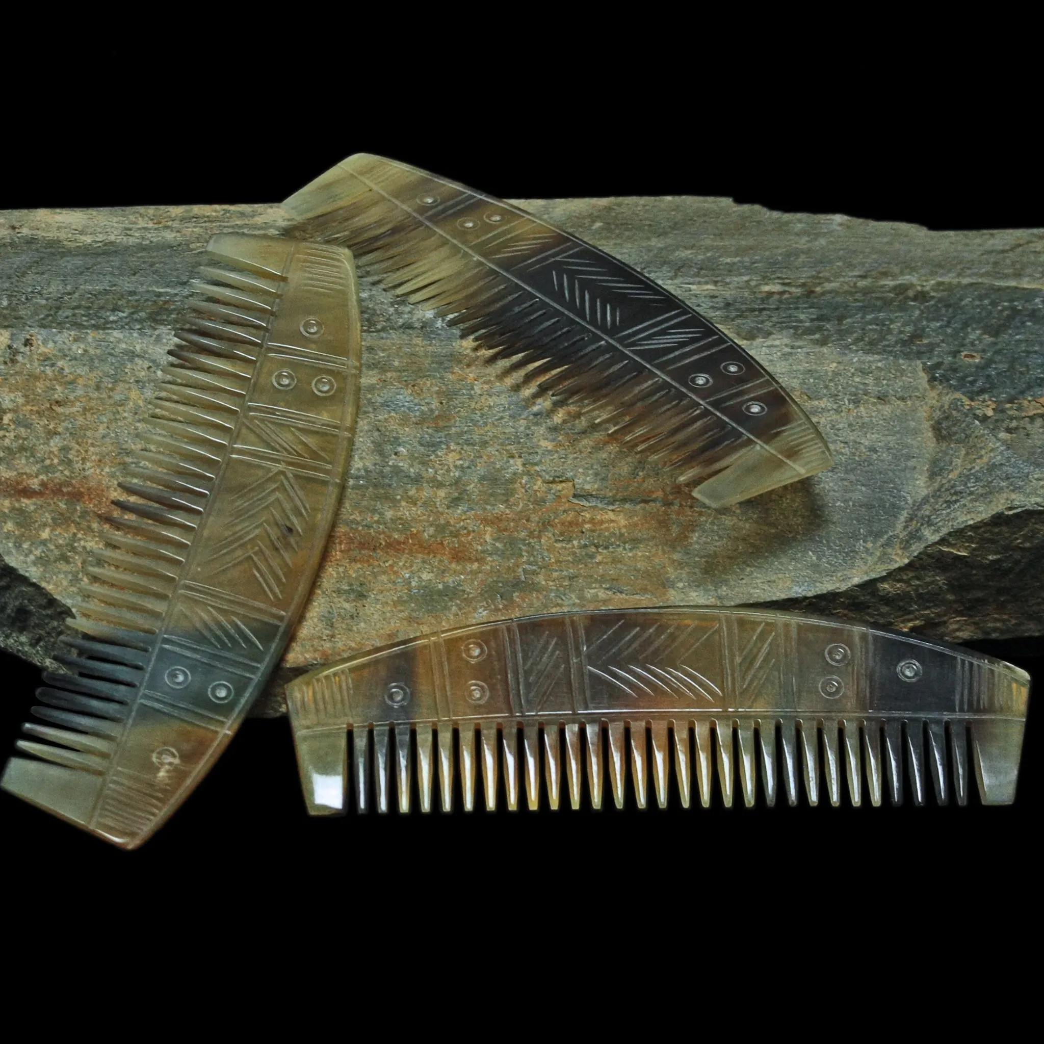 Decorated Horn Viking Comb