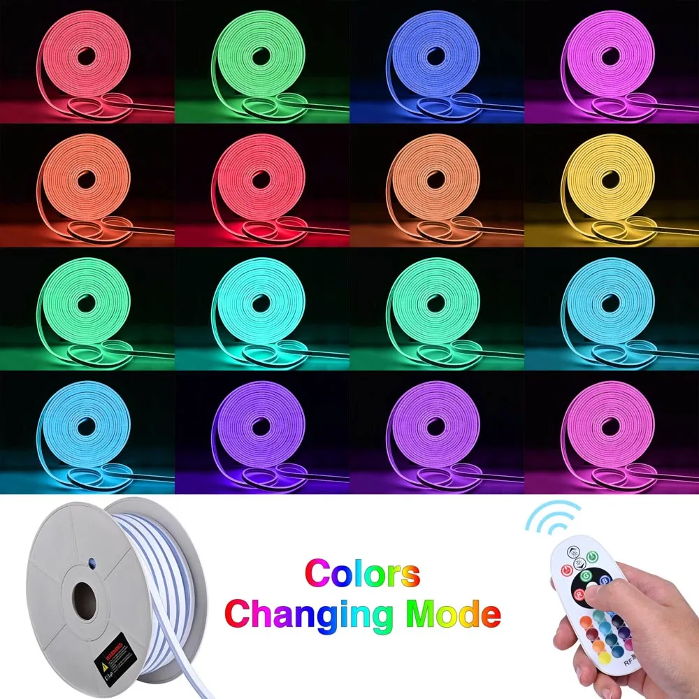 DIY 100ft Waterproof LED Neon Rope Light Multi-Color(16) App RF Remote