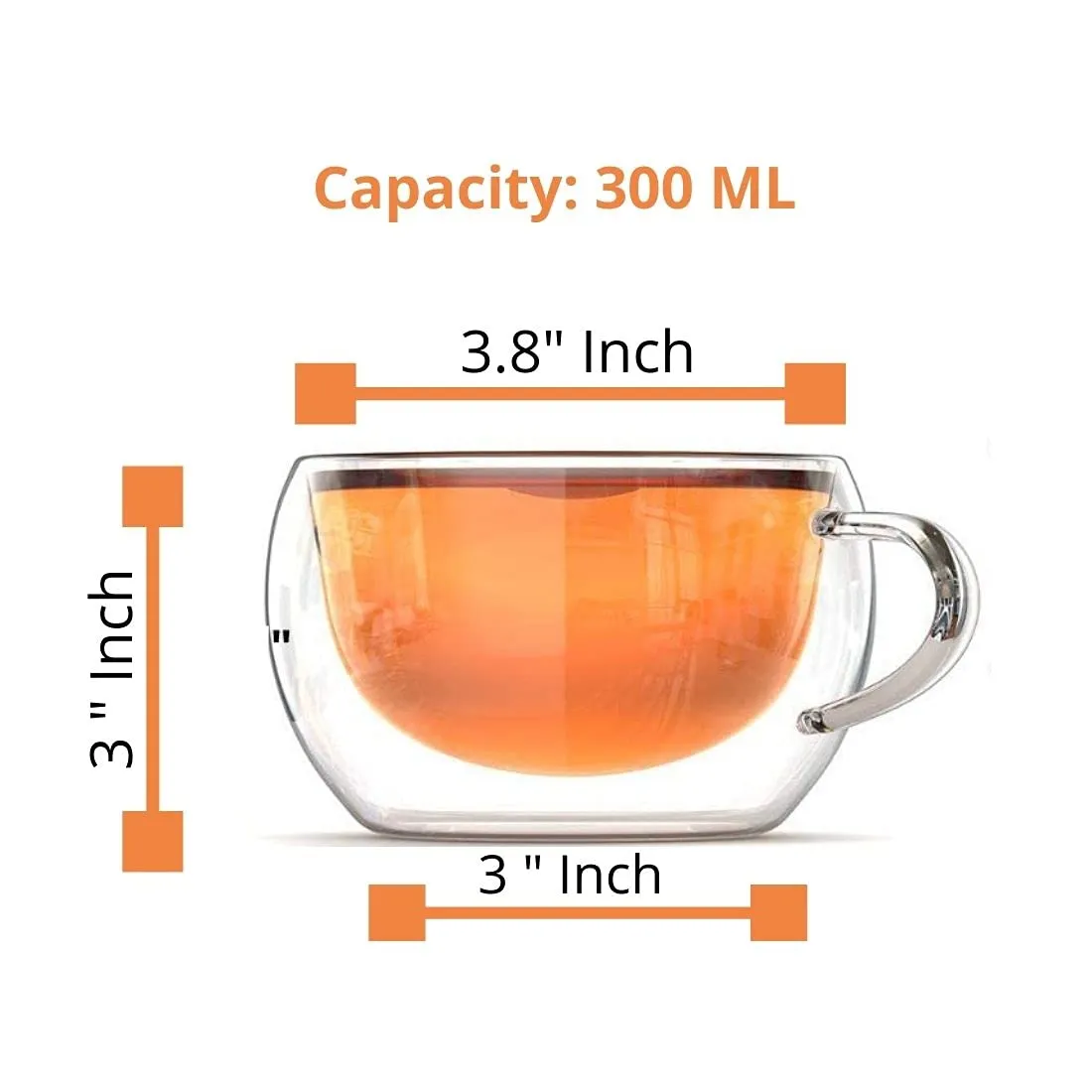 DOUBLE WALLED TEA CUP - PACK OF 4