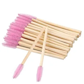 Eco-Friendly Bamboo Mascara Wands/Spoolies - Pink (50/250/500pcs)