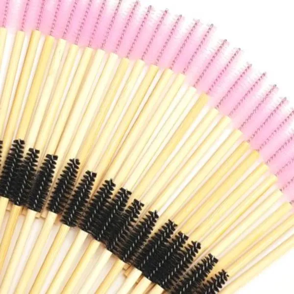 Eco-Friendly Bamboo Mascara Wands/Spoolies - Pink (50/250/500pcs)