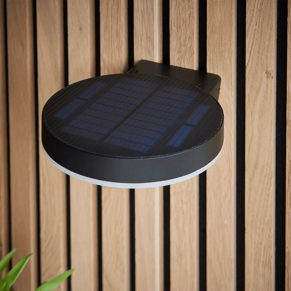 Endon Ebro LED Solar Wall Light in Black