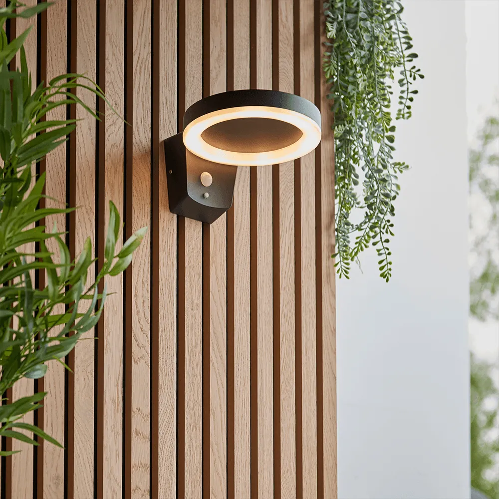 Endon Ebro LED Solar Wall Light in Black