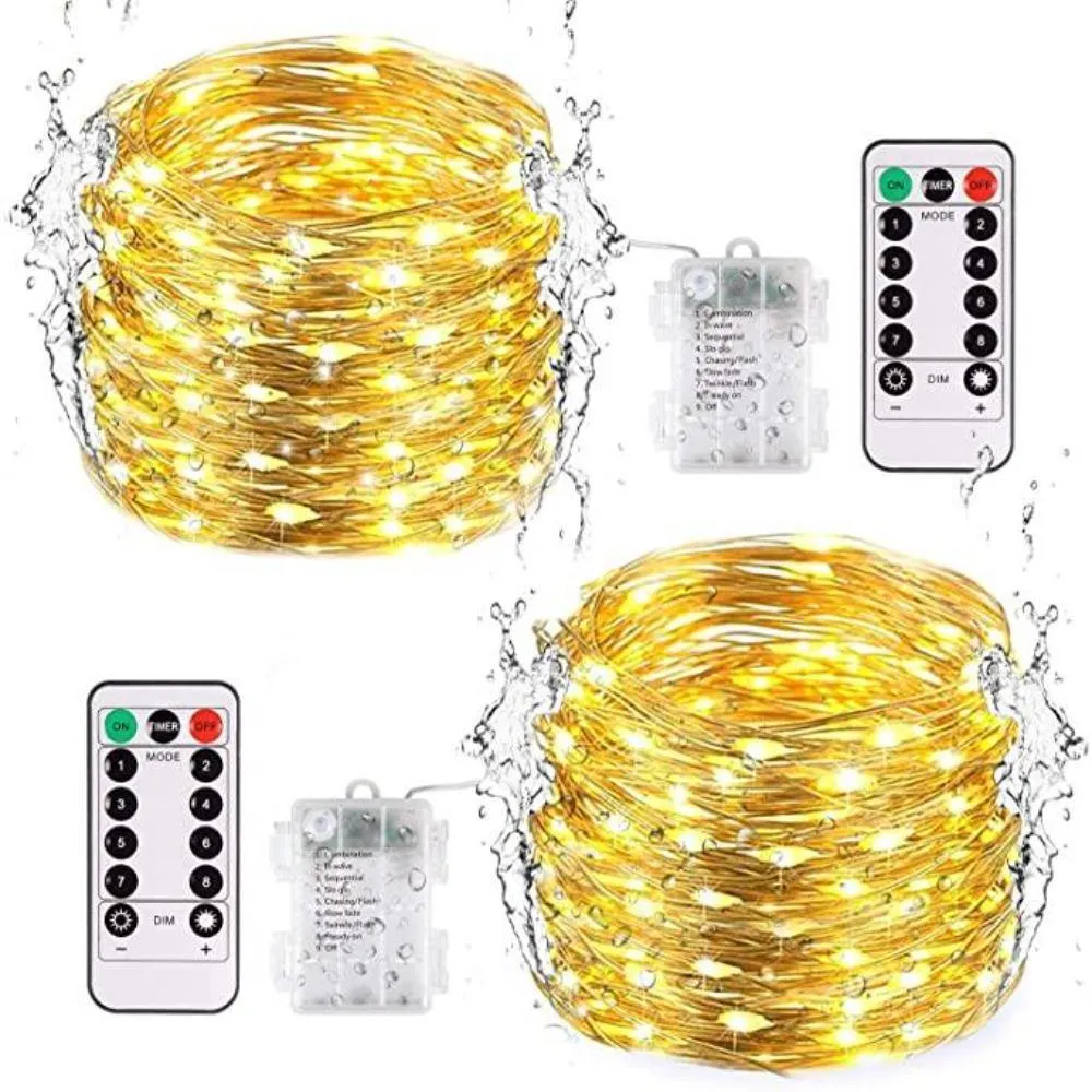 Fairy Lights 2 Pack 33ft 100 LED Operated with Remote