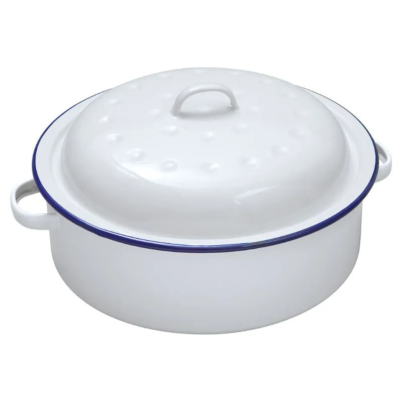 Falcon Enamel Round Roaster with Lid 20cm Blue / White