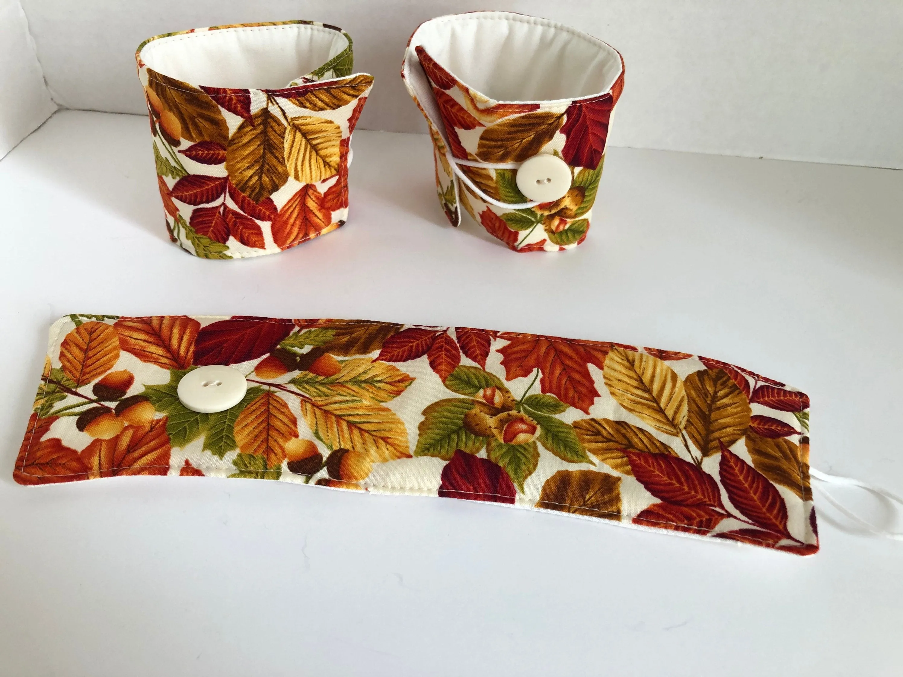 Fall Leaves Hot Drink Cup Cozy, fabric coffee sleeve