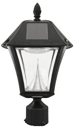 Gama Sonic GS-105FPW-BW Baytown II, Outdoor Solar Light and 3" Pole Pier & Wall Mount Kits, Lamp Only, Bright White LED, Black