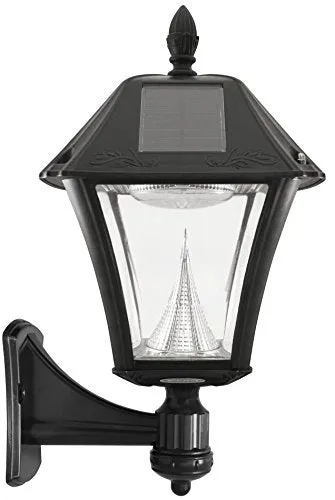 Gama Sonic GS-105FPW-BW Baytown II, Outdoor Solar Light and 3" Pole Pier & Wall Mount Kits, Lamp Only, Bright White LED, Black