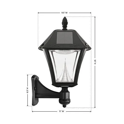 Gama Sonic GS-105FPW-BW Baytown II, Outdoor Solar Light and 3" Pole Pier & Wall Mount Kits, Lamp Only, Bright White LED, Black