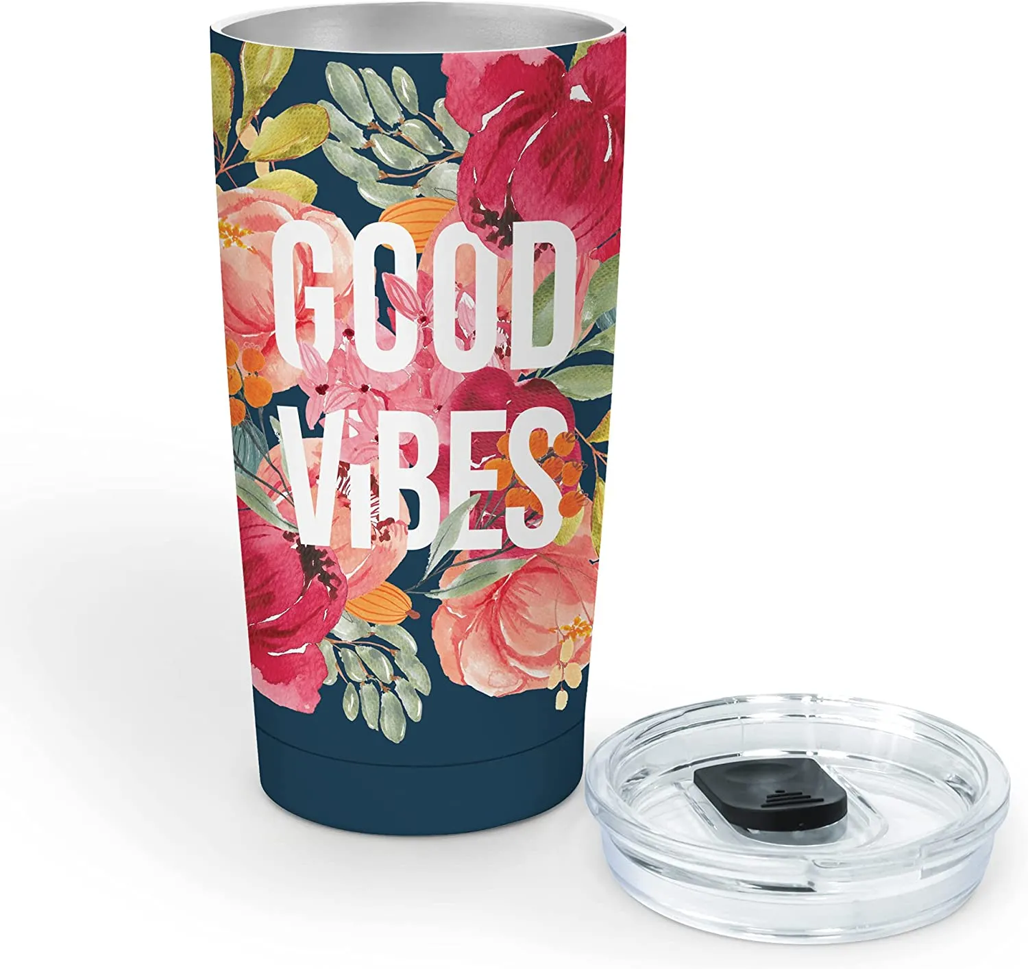 Good Vibes Floral - Insulated Stainless-Steel 17oz Travel Mug