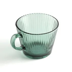 Green Retro Ribbed Glass Mug