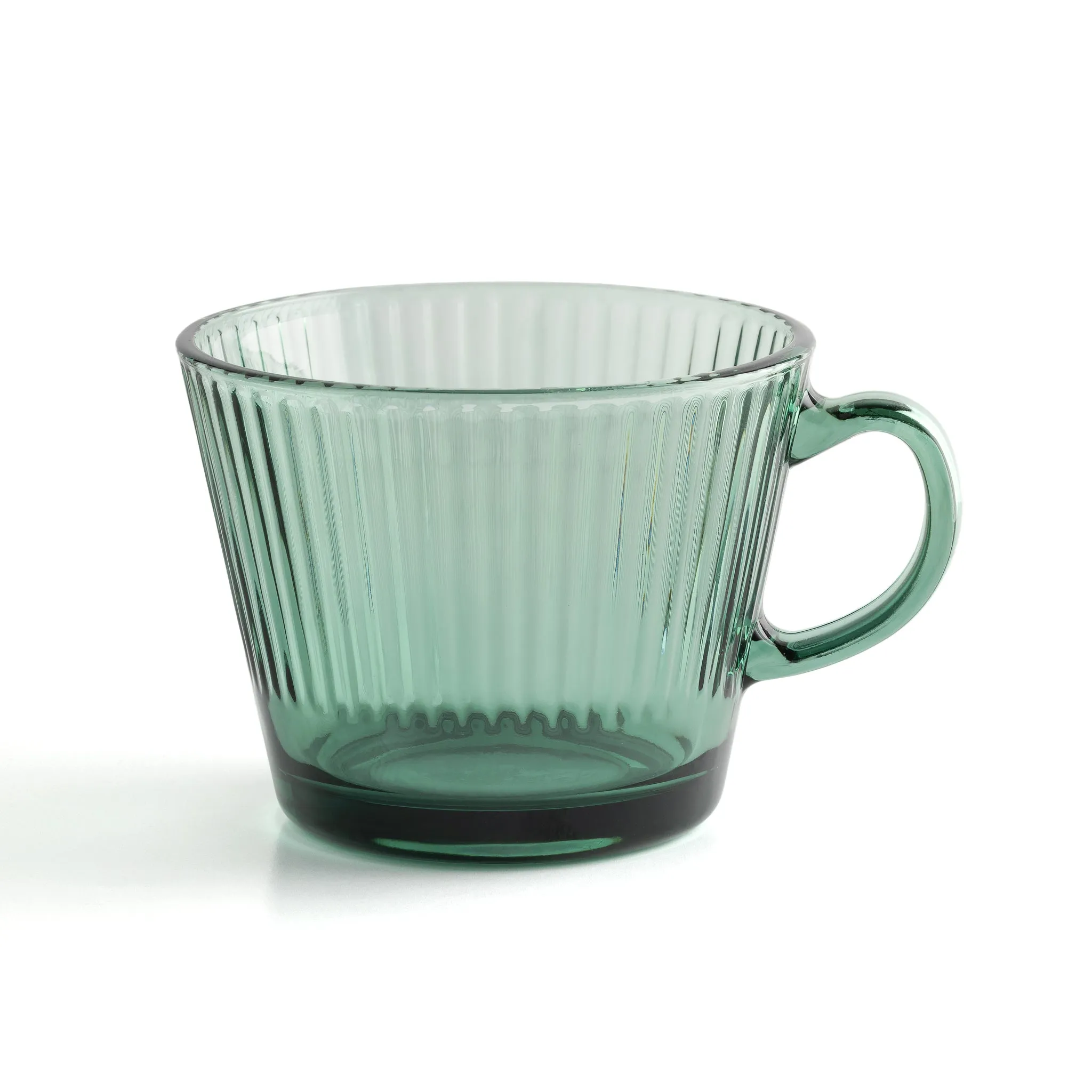 Green Retro Ribbed Glass Mug