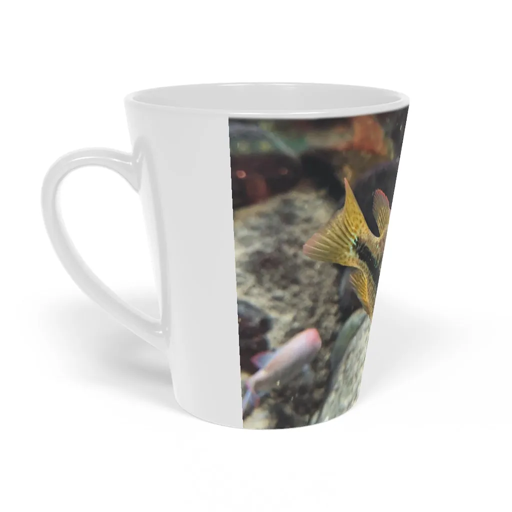 Grey and Orange Fish Latte Mug, 12oz