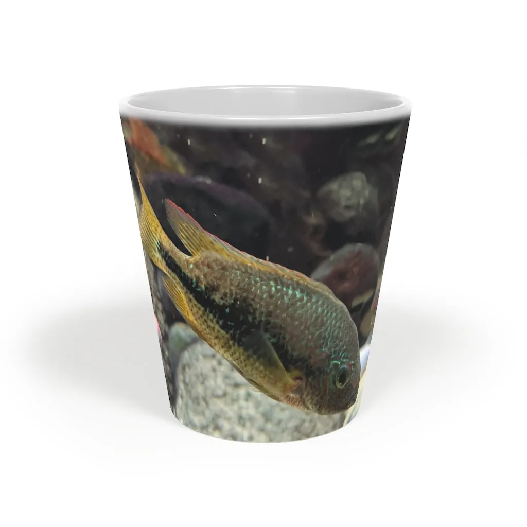 Grey and Orange Fish Latte Mug, 12oz