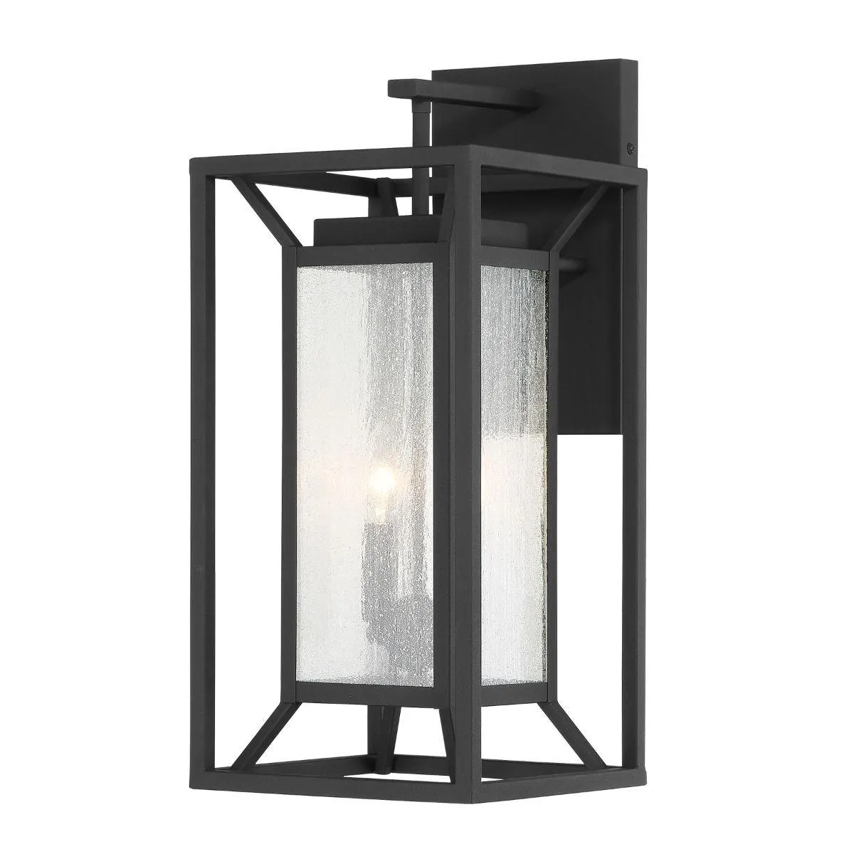 Harbor View 21 in. 2 Lights Outdoor Wall Lantern Black Finish