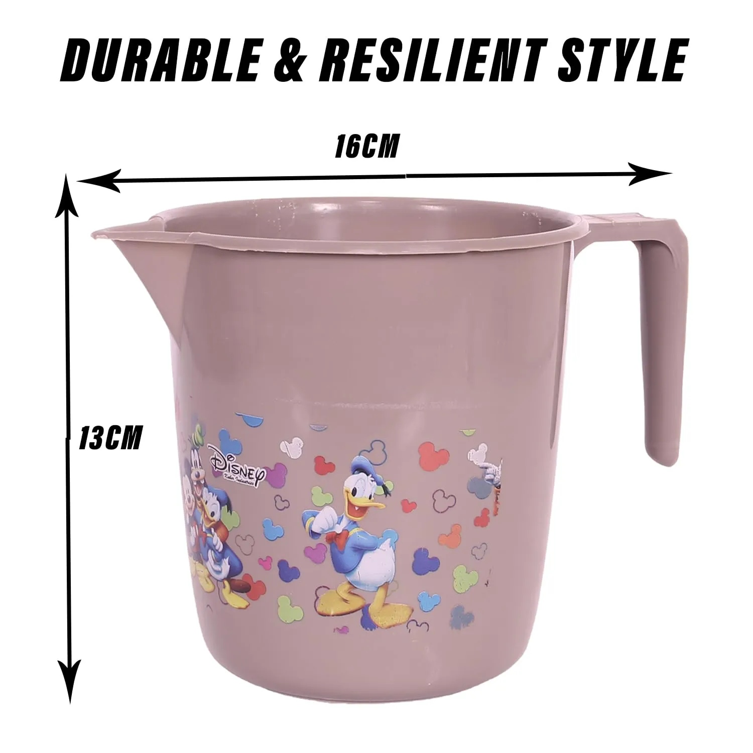 Heart Home Disney Team Bathroom Mug | Plastic Bath Mug for Bathroom | Mug for Bathroom | Mug for Toilet | Washroom Jug | 111 Bath Mug | 1 LTR | Pack of 4 | Multi