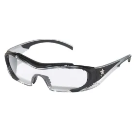 HL110AF MCR Safety HL1 Series Safety Glasses, Clear Lens, Black Frame