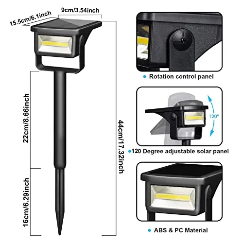 HUYIENO 2PK Solar Outdoor Lights Garden Pathway Spot Lights Ground/Wall Mounting 2 Lighting Modes for Outdoor Landscape