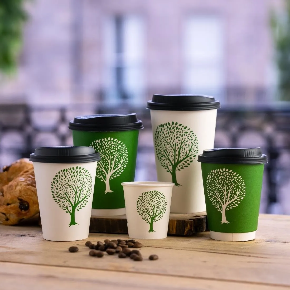 HX487 Vegware Green Tree Double Wall Hot Cups 12oz 89-Series (Pack of 500)