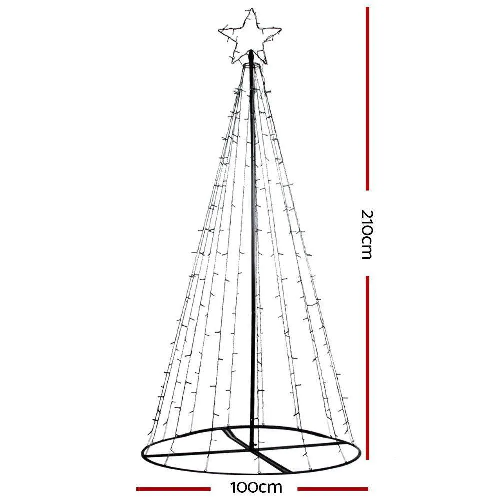 Jingle Jollys 2.1M LED Christmas Tree Lights Solar Xmas Multi Colour Optic Fiber