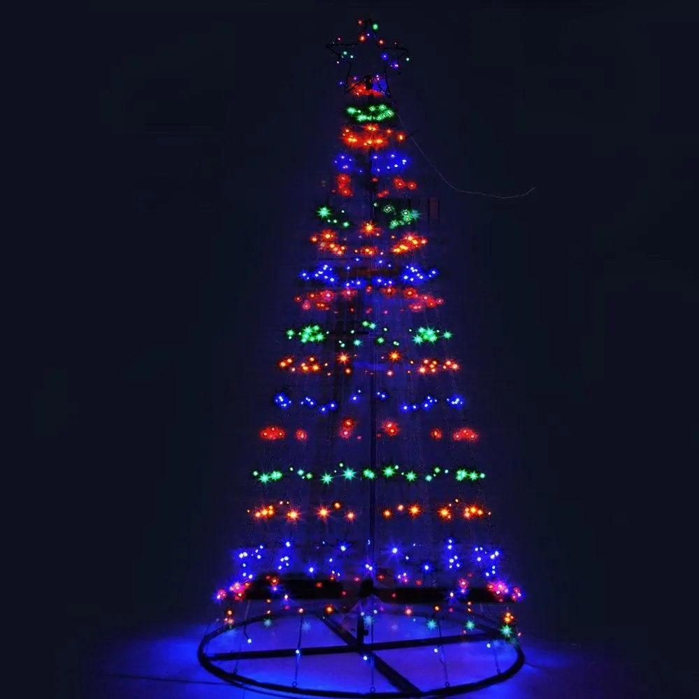 Jingle Jollys 2.1M LED Christmas Tree Lights Solar Xmas Multi Colour Optic Fiber