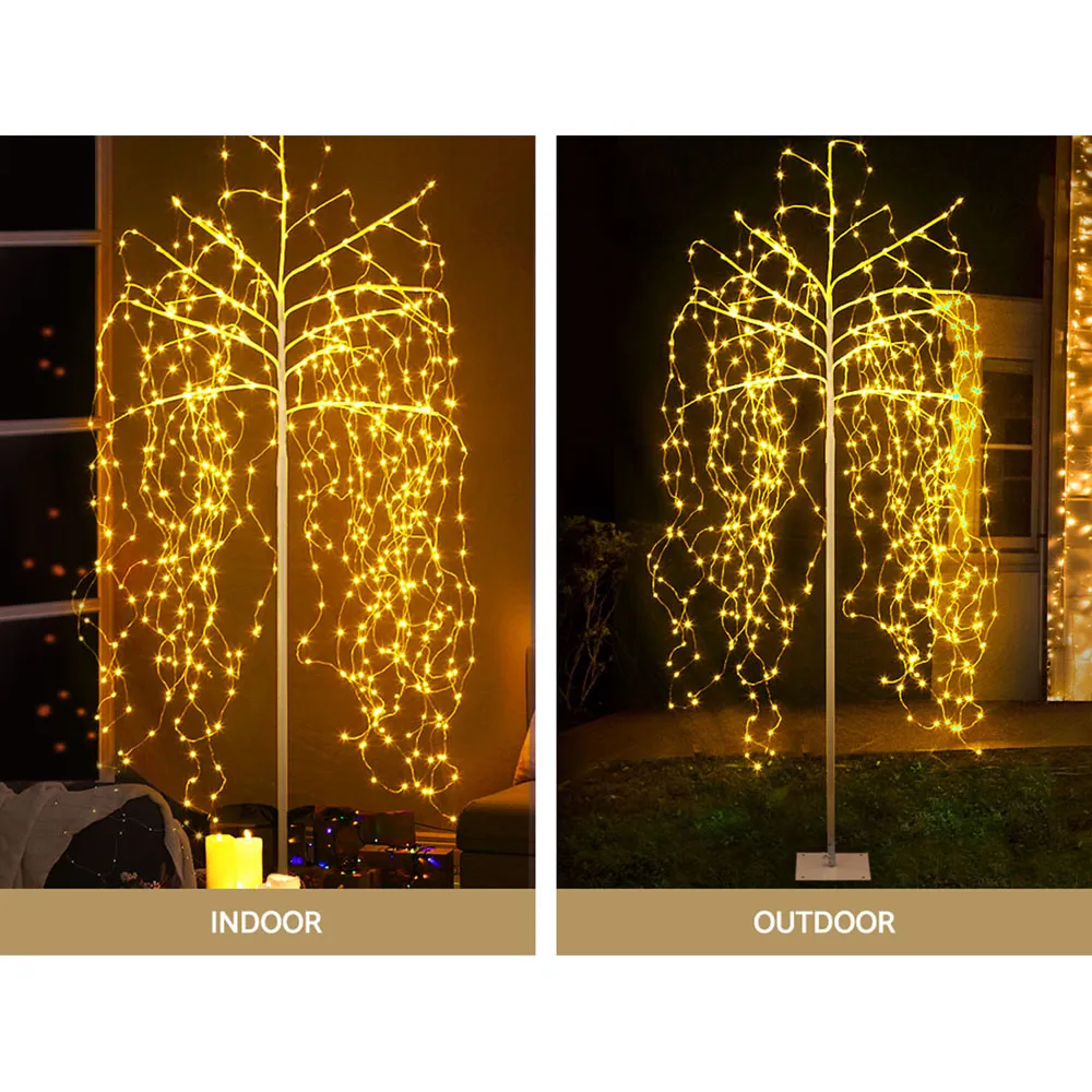 Jollys 2.1M Solar Christmas Tree 600 LED Trees String Lights Warm White