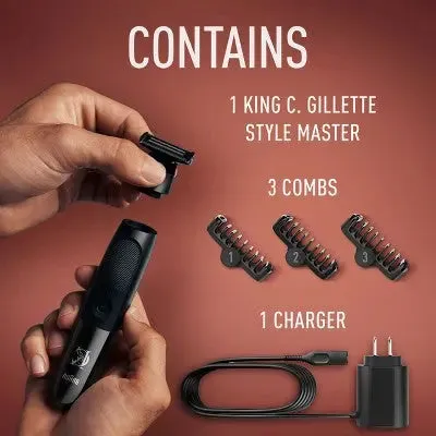 King C. Gillette XT3000 Men's Style Master Cordless Stubble Trimmer   3 Attachment Combs