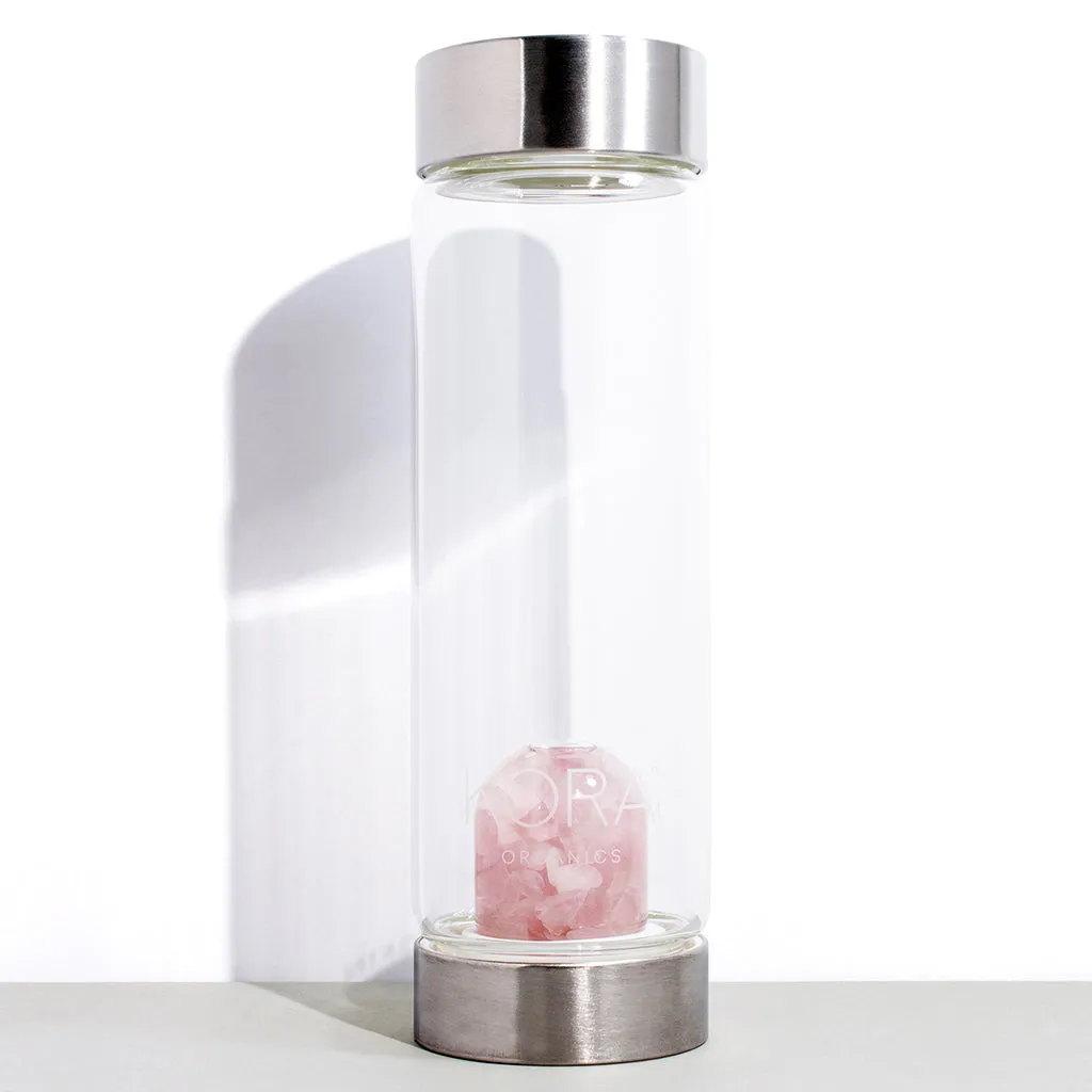 KORA X VitaJuwel Rose Quartz Glass Water Bottle