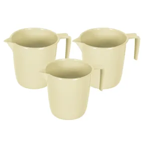 Kuber Industries Bathroom Mug | Plastic Bath Mug for Bathroom | Bath Mug | Mug for Bathroom | Mug for Toilet | Washroom Jug | 111 Bath Mug | 1 LTR | Pack of 3 | Beige