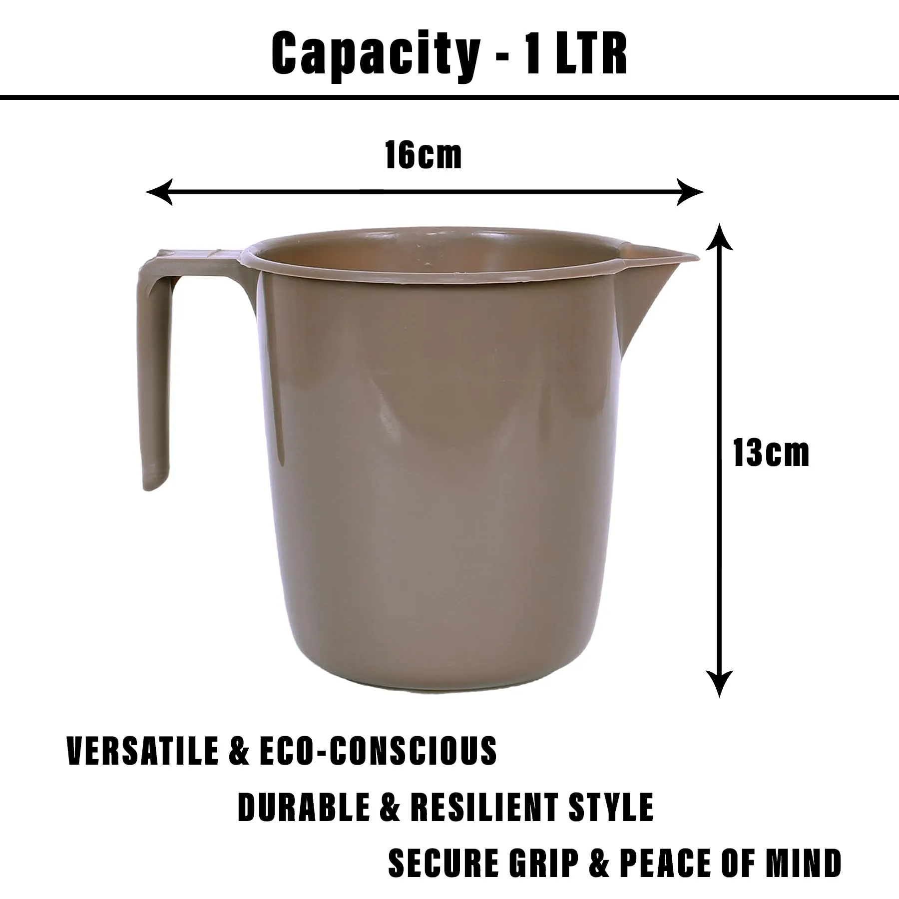 Kuber Industries Bathroom Mug | Plastic Bath Mug for Bathroom | Bath Mug | Mug for Bathroom | Mug for Toilet | Washroom Jug | 111 Bath Mug | 1 LTR | Pack of 6 | Brown