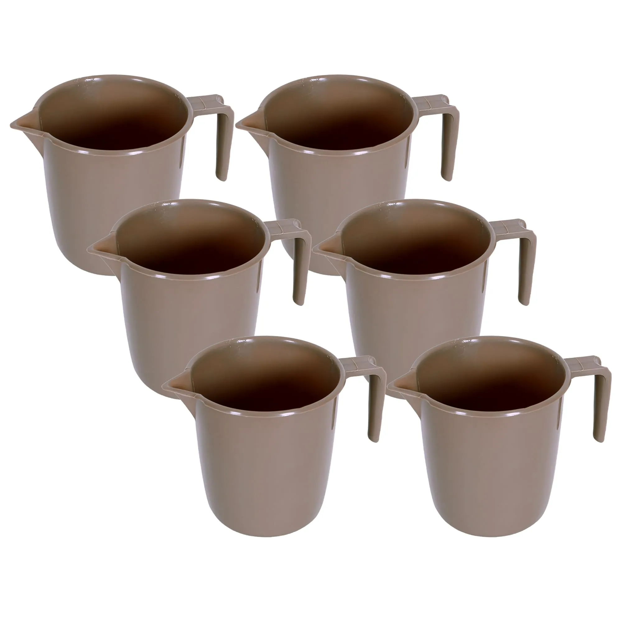 Kuber Industries Bathroom Mug | Plastic Bath Mug for Bathroom | Bath Mug | Mug for Bathroom | Mug for Toilet | Washroom Jug | 111 Bath Mug | 1 LTR | Pack of 6 | Brown