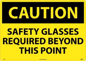 Large Format Caution Safety Glasses Required Sign