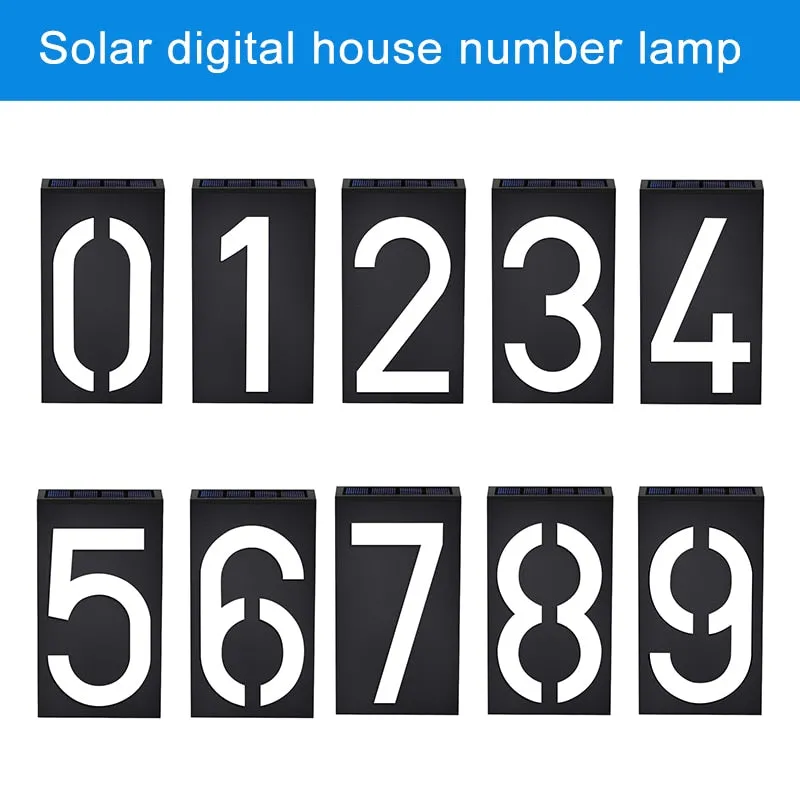 LED House Number Solar Power Digital Hotal Door Wall Solar Light Address Number Sign Lamp Custom Street Number Plaque