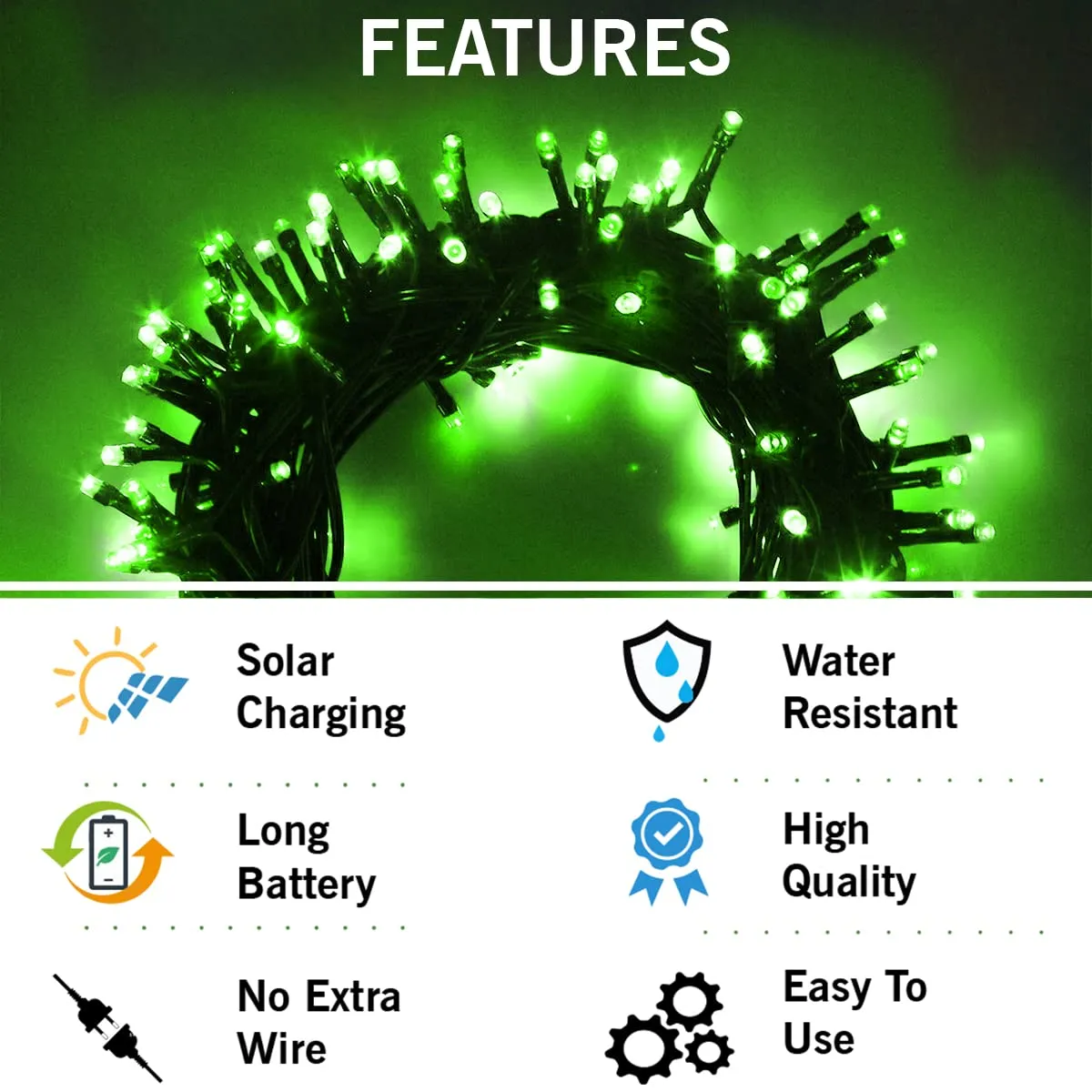 LED Solar String 200LED Green #4434