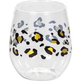 Leopard Wine Glass, Plastic, 14 oz