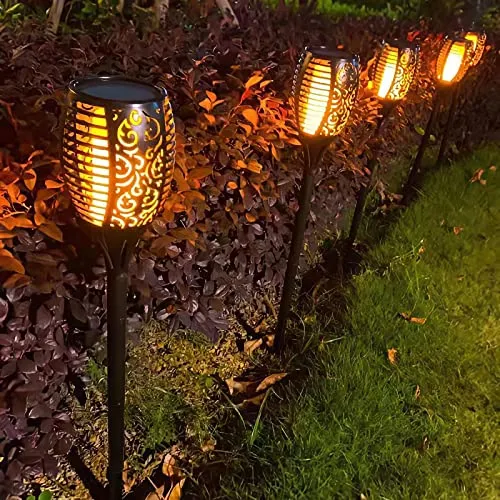 Liveasily 4 Pack Led Solar Torch Light with Flickering Flame Outdoor Waterproof Halloween Decorations, Solar Torches Stake Lights, Auto On/Off Solar Garden Lights Decorations