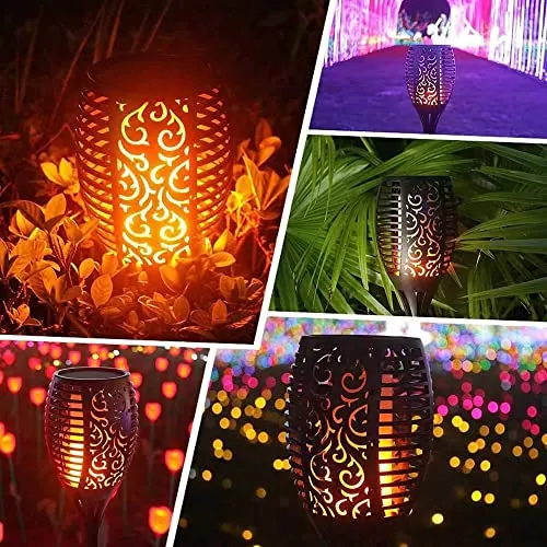 Liveasily 4 Pack Led Solar Torch Light with Flickering Flame Outdoor Waterproof Halloween Decorations, Solar Torches Stake Lights, Auto On/Off Solar Garden Lights Decorations