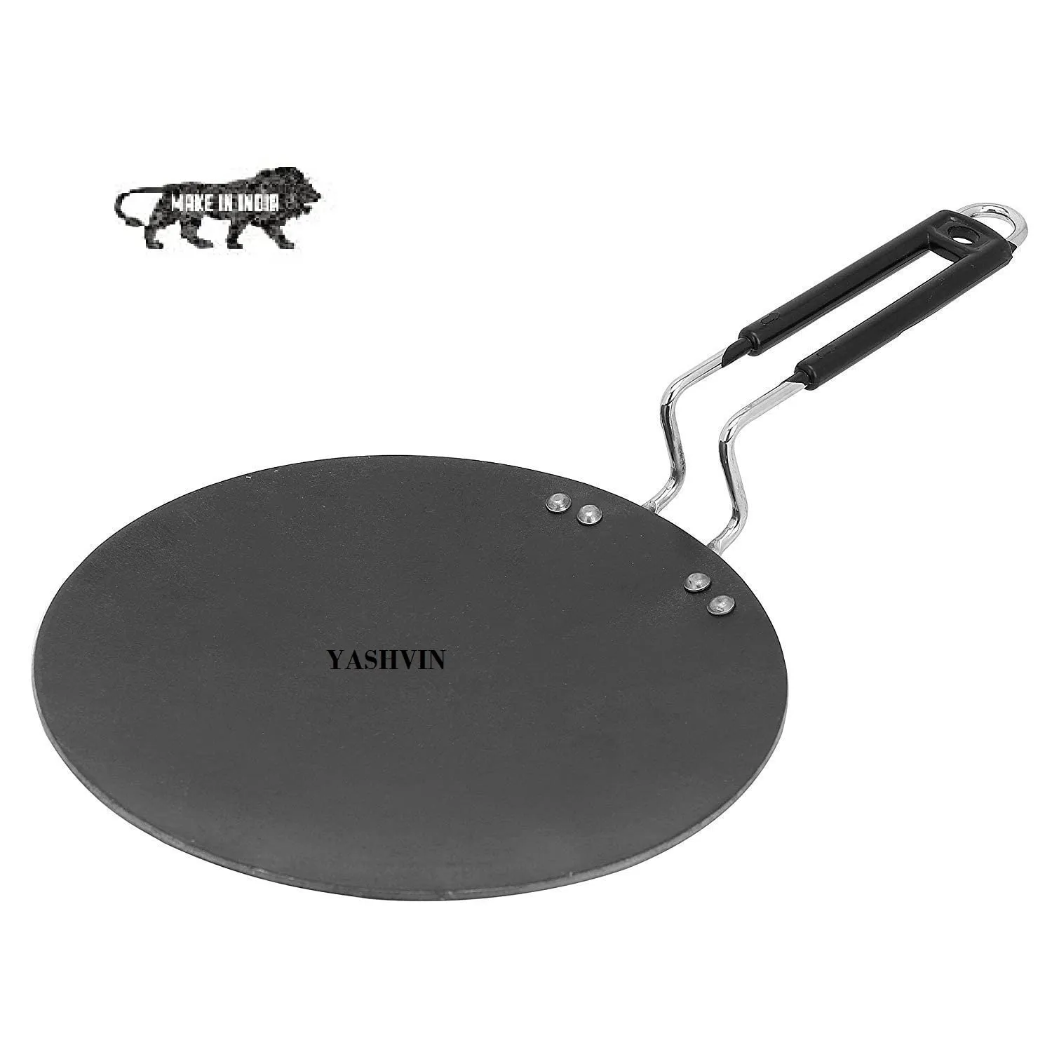 loha tawa_TAWA for Roti Flat Iron Tawa Wider Base Cast (Stainless Steel Handle), Induction Base Tawa 10 Inch for Roti Paratha Chapati Phulka Omelette Color Black (Roti Tawa)_omlete1.20