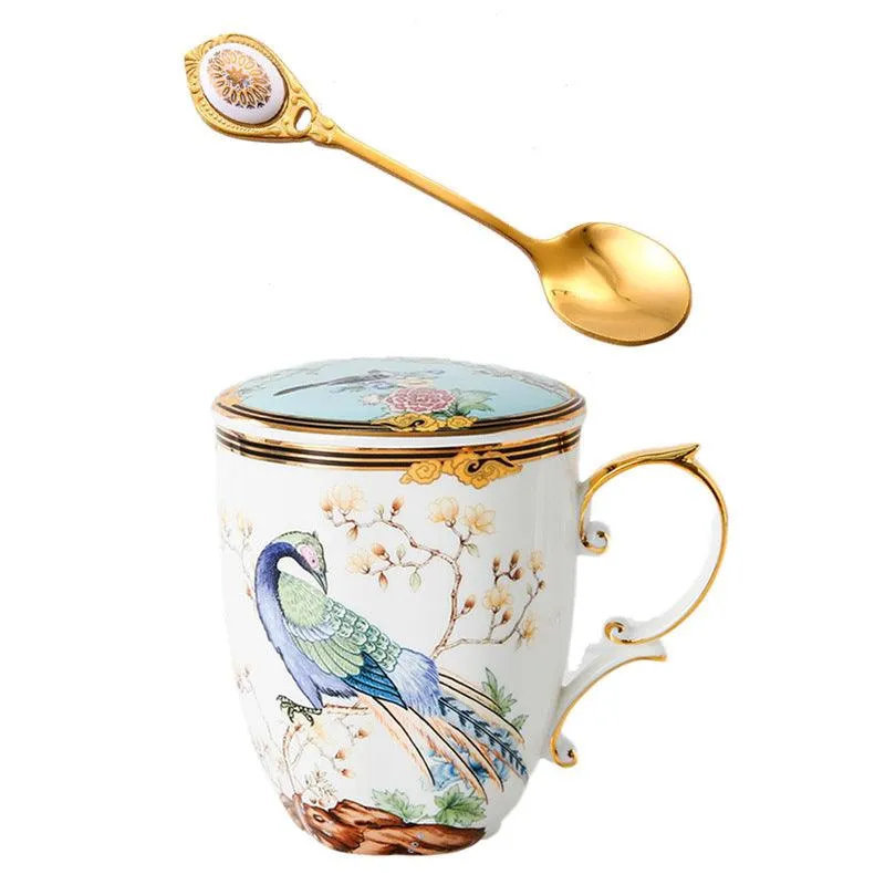 LUXURY MUG WITH PEACOCK PRINT