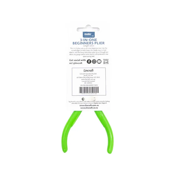 Makr 3 In 1 Beginners Plier- Green- 12cm