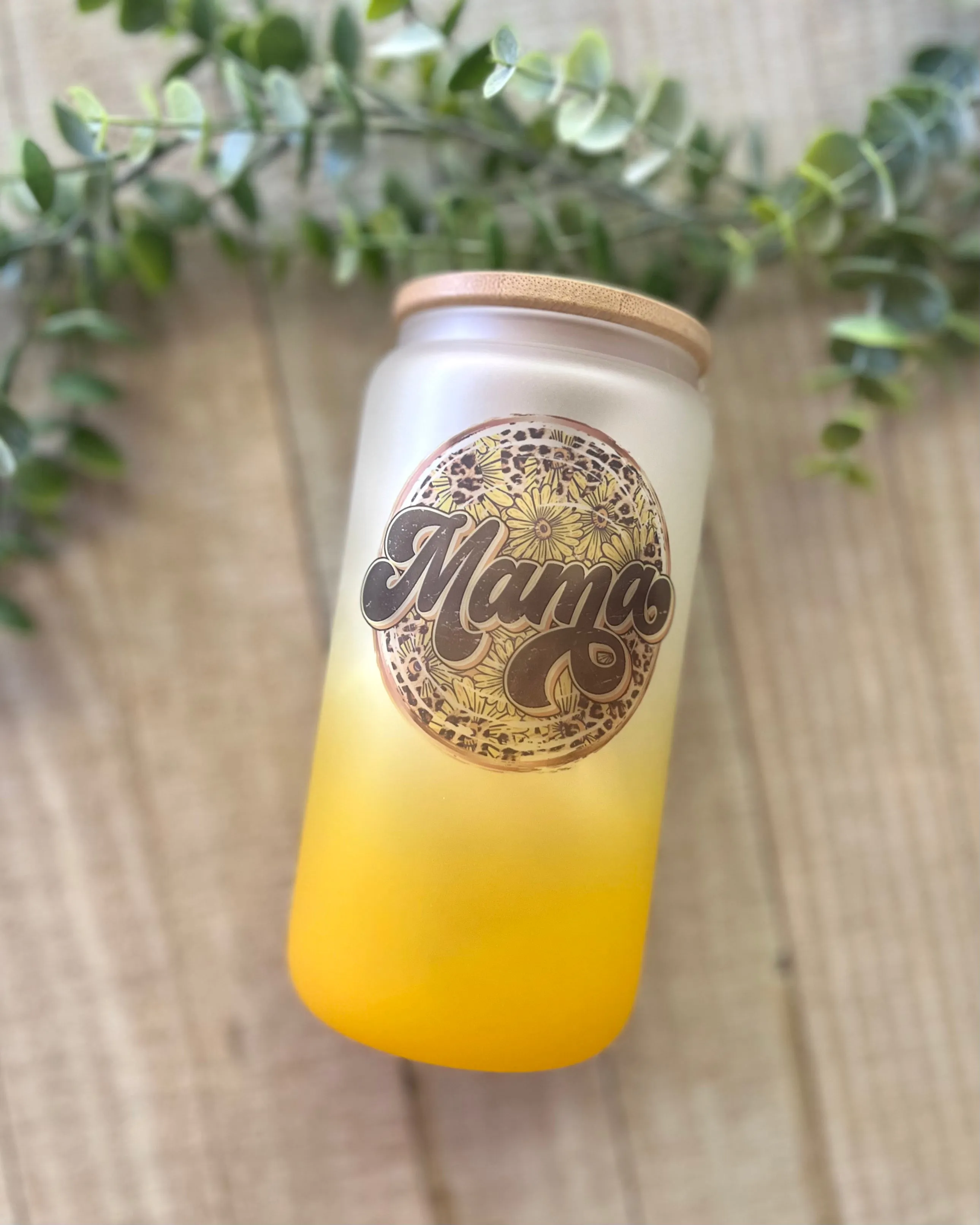 mama sunflower | 16oz frosted glass can