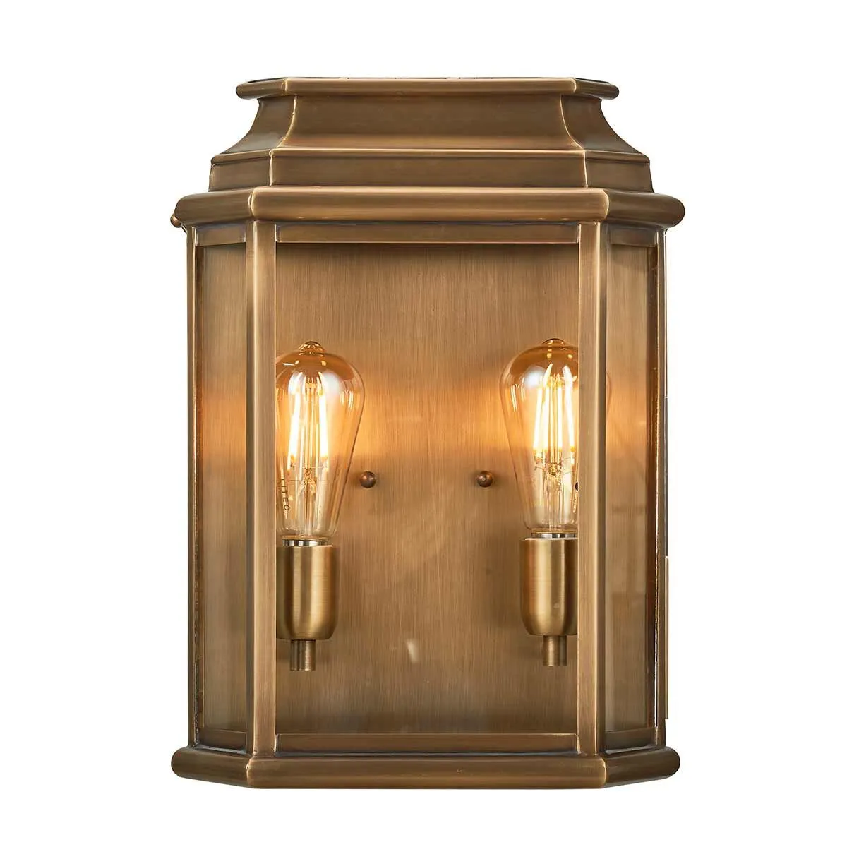 MAR Solid Brass 2 Light Outdoor Wall Lantern in Aged Brass - ID 13384