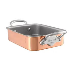 Mauviel M'Mini Copper Rectangular Roasting Pan Stainless Steel Handles, 7 x 5.5-in