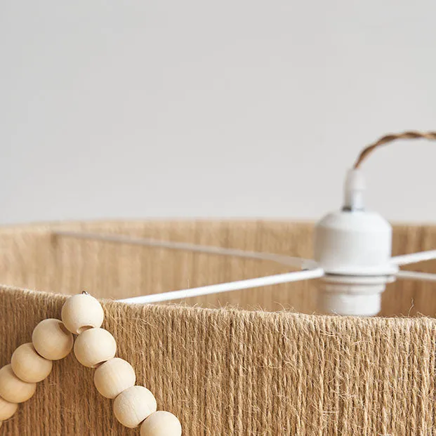 Modern Creative Hemp Rope Wooden Bead Cylinder 1-Light Pendant Light