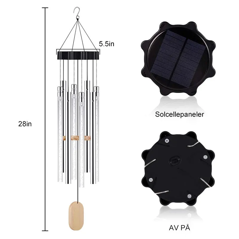 Musical wind chimes with solar light