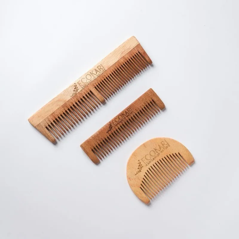 Natural Neem Wooden Combs Set